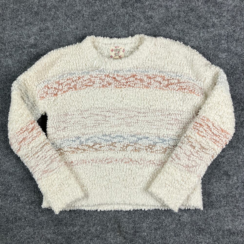Hippie Rose Sweater‎ Women's Small Cream Textured Knit Pullover Boho Cozy